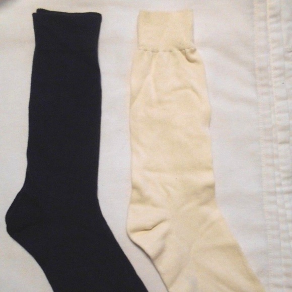 Vintage 2 Pc Soft Black Cream Dressy Socks